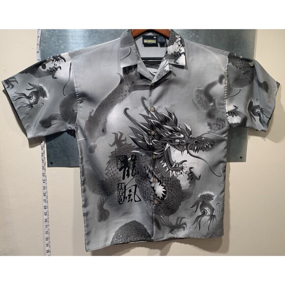 Ringo Sport No Contest Microfiber M Gray Graphic Asian Dragon Camp Y2K Retro - Picture 2 of 16
